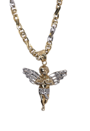 18 Karaat Bicolor Gouden Hanger Engel - 4 cm
