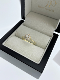 14 K Gouden Rozet Ring 0.25 ct Briljant Geslepen Diamant G/VVS-SI