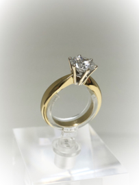 18 K Gouden Solitair Ring 1.57 crt Briljantgeslepen Diamant F/SI2 - GIA Certificaat