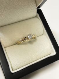 14 K Gouden Solitair Ring 0.25 crt Briljant Geslepen Diamant G / VVS1