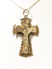 Antiek Gouden Hanger Kruis Met Jezus Figuur - 4,5 cm
