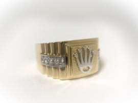 14 K Bicolor Gouden Heren Rolex Ring Zirkonia - 9,3 g