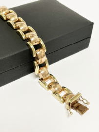 Antiek Gouden Schakel Armband Rosé Gouden Tussenliggers - 19 cm / 22,55 g