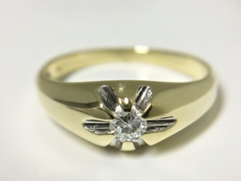 14 K Gouden Tiffany Solitair Ring 0.20 crt Briljantgeslepen Diamant H / VSI