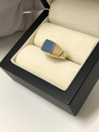 14 K Gouden Dames Pink Zegelring - Blauwlagen Steen