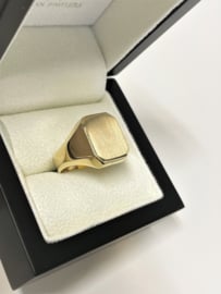 14 K Gouden Heren Ring Model 8-Kant Deels Gematteerd - Mt 21