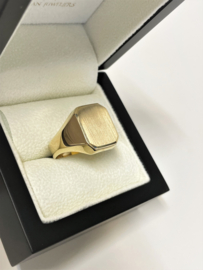 14 K Gouden Heren Ring Model 8-Kant Deels Gematteerd - Mt 22