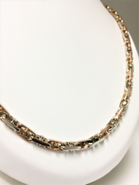 14 K Bicolor Gouden BRACCIO Schakel Ketting 63 cm / 81,96 gr