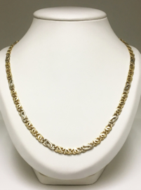 18 K Bicolor Gouden Gucci Valkoog Schakel Ketting - 60 cm / 25,65 g