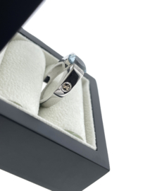 Al Coro 18 Karaat Witgouden Ring 2.2 Ct Ovaal Sky Blue Topaas/Diamant