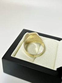 14 K Gouden Heren Ring Model 8-Kant Deels Gematteerd - Mt 21