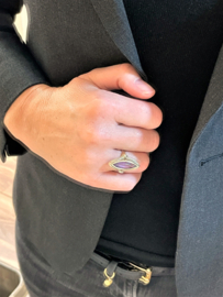 14 Karaat Gouden Markies Ring ca 4,5 ct Gefacetteerd Paars Saffier