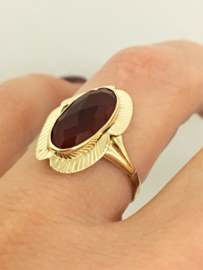 Antiek 14 K Gouden Ring Facetgeslepen Carneool