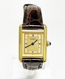 Must de Cartier Tank Quartz Dames Polshorloge Gold Roman Dial