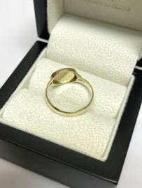 14 Karaat Antiek Gouden Dames Zegelring Ovaal Liggend Monogram H/J