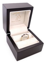 14 Karaat Gouden Aanschuifring Diamant Saffier