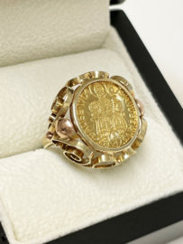14 K Antiek Gouden Munt Ring 1/4 Dukaat Salzburg 1704