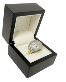 Bicolor Gouden Bolle Ring Heldere Briljant Geslepen Cubic Zirkonia - 8,9 g