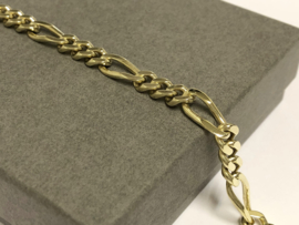 14 K Massief Gouden Figaro Schakel Armband - 22,5 cm / 22 g
