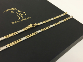 14 K Bicolor Gouden Gourmet Plaat Ketting - 46 cm / 14,45 g