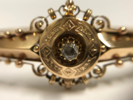 Antiek Gouden Slaven Armband Roos Geslepen Diamant Ca 1920