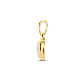 14 K Geelgouden Hanger Wit Opaliet - 15 mm