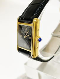 Must de Cartier Tank Black Roman Dial Quartz Dames Polshorloge - Full Set