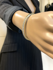 18 Karaat Gouden Bangle Heldere Briljant Geslepen Cubic Zirkonia - 19,9 g