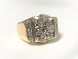 14 K Brede Heren Ring 0.85 crt Briljantgeslepen Diamant G/H-SI