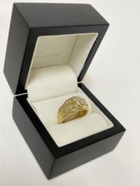 18 K Massief Gouden Geluks Ring Klaver 4 - 1.0 crt Briljant Geslepen Diamant F-G/VVS1