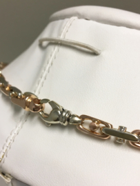14 K Bicolor Gouden BRACCIO Schakel Ketting 63 cm / 81,96 gr