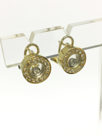 18 K Bicolor Gouden Oorhangers Happy Diamonds Rolling Stone 0.36 Diamant