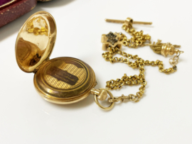 14 K Antiek Gouden Dames Zakhorloge Remontoir 80142 Cylindre 10 Rubis Incl Gouden Horloge Ketting