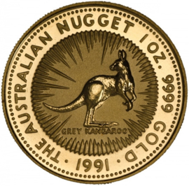 Gouden Ketting Munthanger 1/20 OZ Australian Nugget 1991 (9999)
