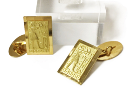 Antieke 18 Karaat Gouden Manchet Knopen - Egyptisch Tafereel