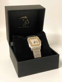 Cartier Santos Galbée Moonphase Date Quartz - Staal / Goud (29 mm)