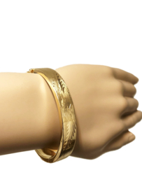 14 Karaat Gouden Brede Gravé Slaven Armband Bangle - 22 g