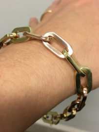 14 K Rosé / Geelgouden Schakel Armband - 22 cm / 20,2 g