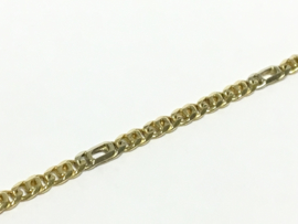 14 K Bicolor Gouden Valkoog Schakel Armband - 19 cm / 3,55 g