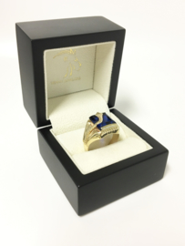 Grove 14 K Gouden Heren Ring Slang Emerald Cut Saffier - 8,65 g
