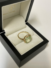 Antiek Gouden Ring Facet Geslepen Lichtgroene Spinel - Mt 18
