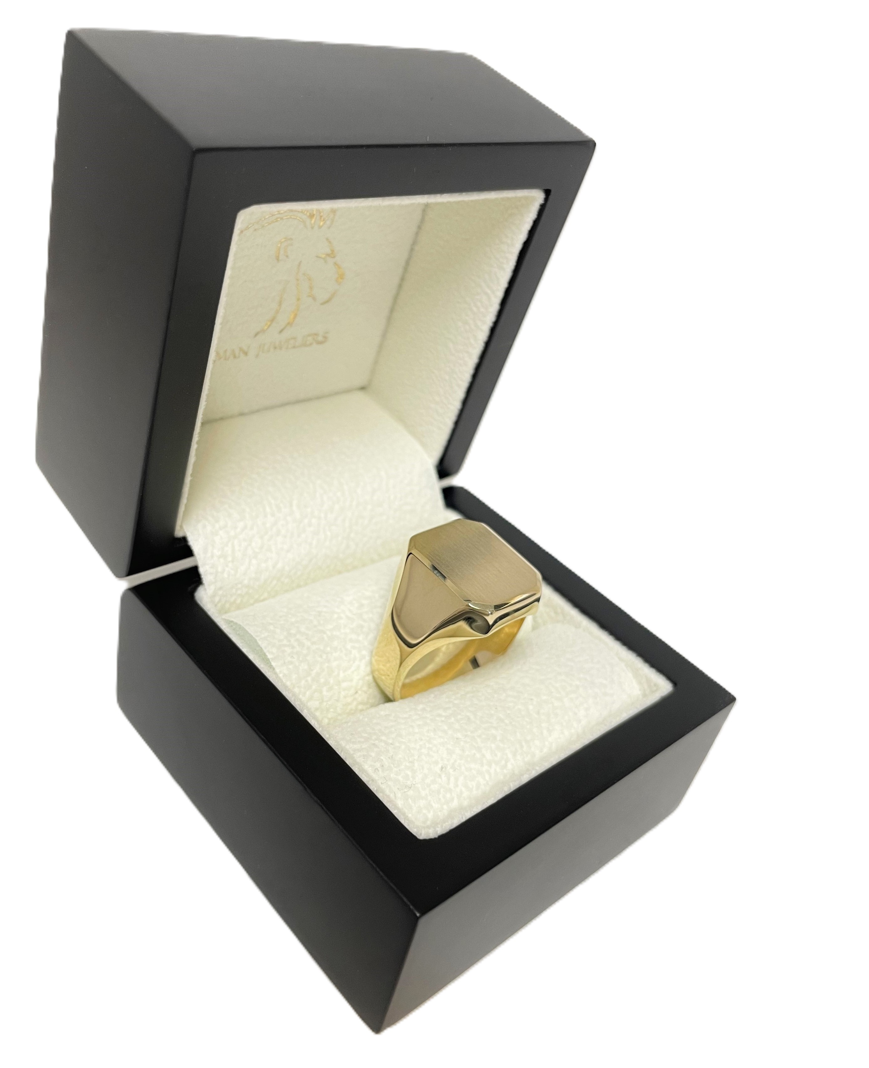 14 K Gouden Heren Ring Model 8-Kant Deels Gematteerd - Mt 20