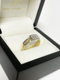 14 K Gouden Wafel Ring Briljant Geslepen Swarovski Kristal