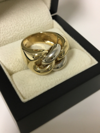 Grove 14 K Bicolor Gouden Schakel Ring - 15,8 g