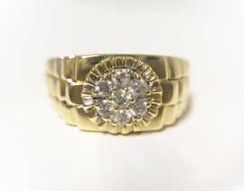 18 K Gouden Heren Rolex Ring 0.38 crt Briljantgeslepen Diamant