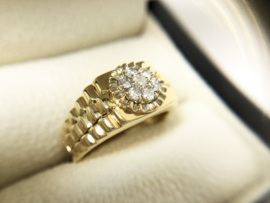 18 K Gouden Heren Rolex Ring 0.38 crt Briljantgeslepen Diamant