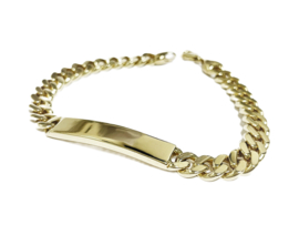14 K Massief Gouden Gourmet Plaat Armband - 22 cm / 38 g / 8 mm