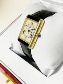 Must de Cartier Tank Large Date White Roman Dial - Quartz / Incl Cartier Garantie