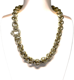 Grof Jasseron Schakel Slot Collier Verguld Zilver - 45 cm / 13 mm / 107 g