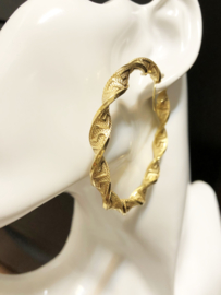 14 K Gouden Wokkel Creolen Versace Motief Meander - 6 cm / 7,5 g